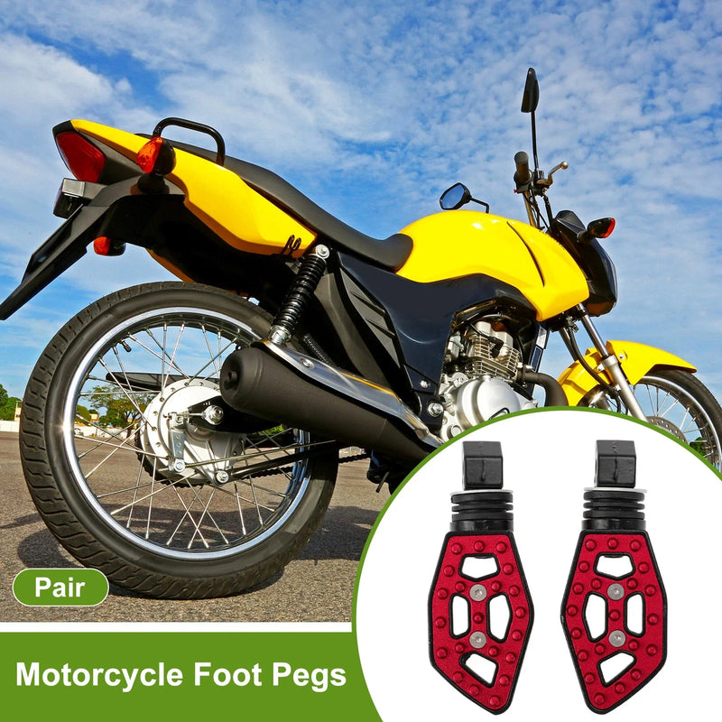Motorcycle FootPegs 5.1" Rear Footrest Aluminum Alloy Foot Pedal Red 1 pair