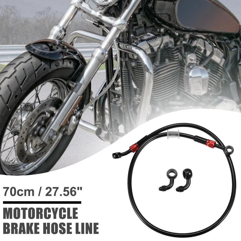Set Motorcycle Hydraulic Brake Line Oil Hose Pipe 70cm Black Red