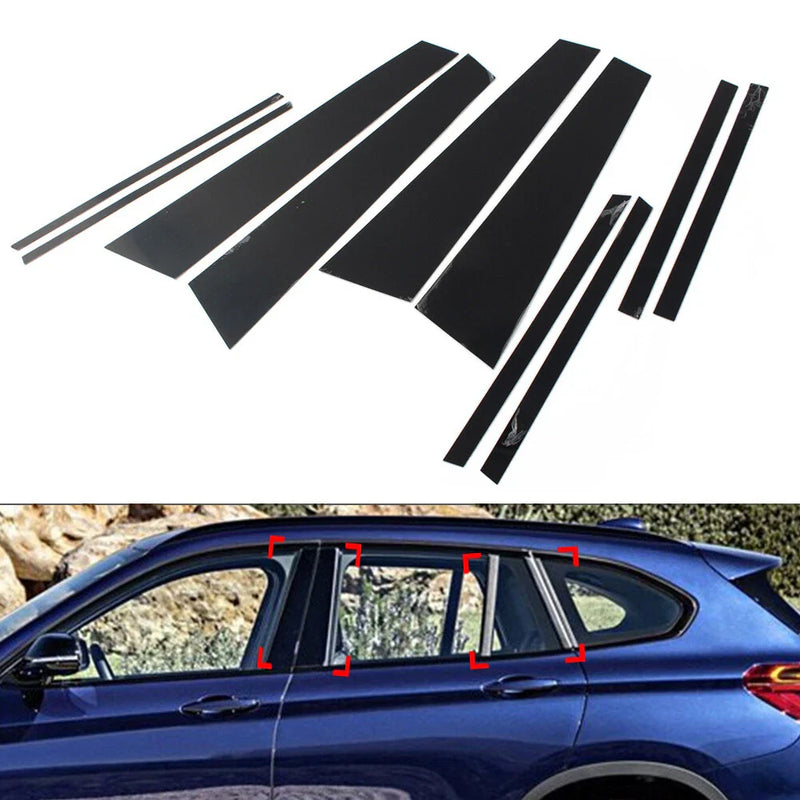 BMW X1 10 Pcs Black Car Door Window Pillar Post Covers (2016-2021)