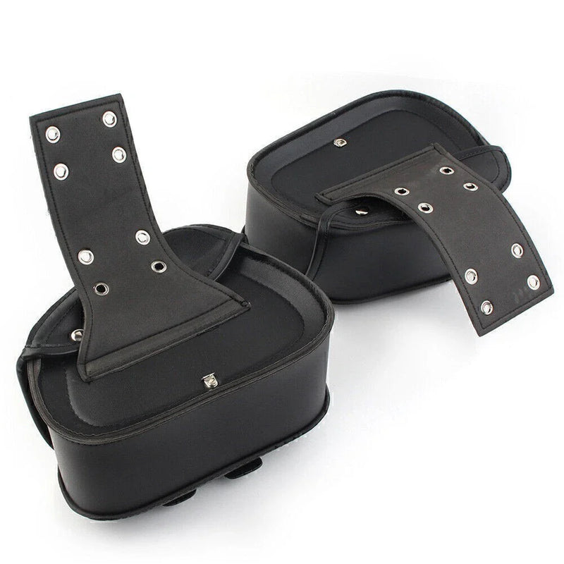 Harley Sportster Dyna Black PU Leather Saddle Bags
