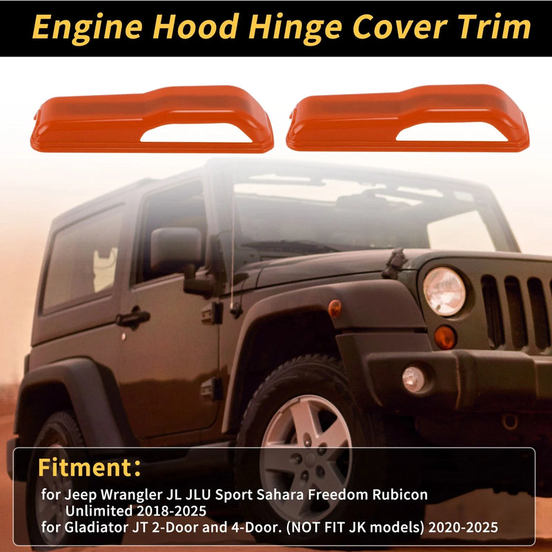 Jeep Wrangler JL JLU (2018-2023) - 1 Pair Orange Engine Hood Hinge Cover