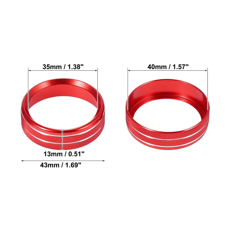 Ford F150 XLT (2015-2019) Red 4pcs Air Conditioner Knob Ring Covers