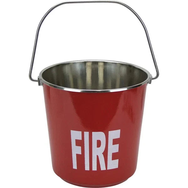 Fire Bucket Red Stainless Steel Commercial 9 Litre