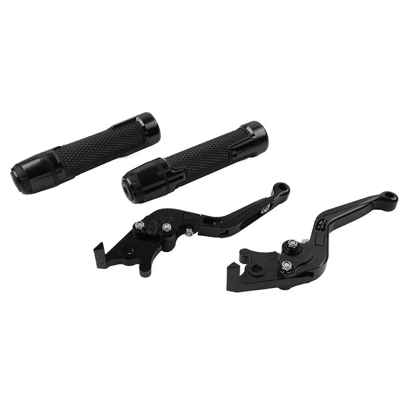 Kawasaki ZX636R Black Extendable Brake Clutch Levers Grips Set (2003-2006)