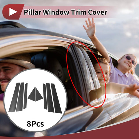 Kia Niro (2017-2020) Black Carbon Fiber 8 Pcs Car Door Pillar Window Trim
