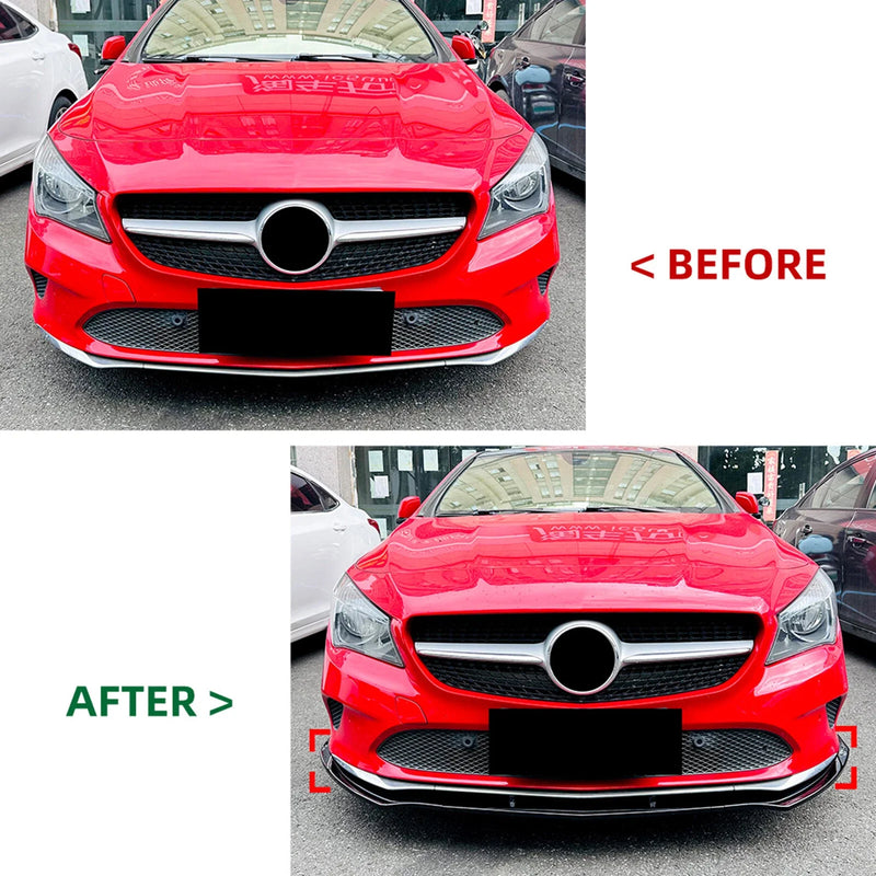 Benz CLA Class C117 Gloss Black Front Spoiler Lip Splitter Kit (2016-2019)