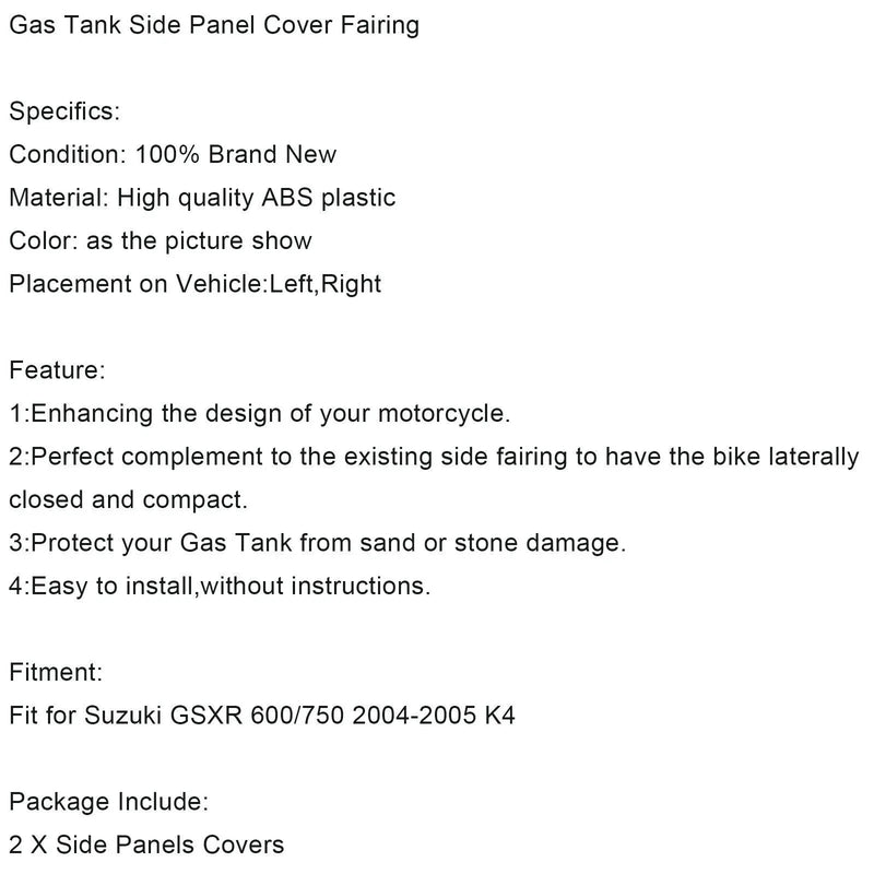 Suzuki GSXR 600 / 750 Gas Tank Side Fairing Panel (2004-2005)