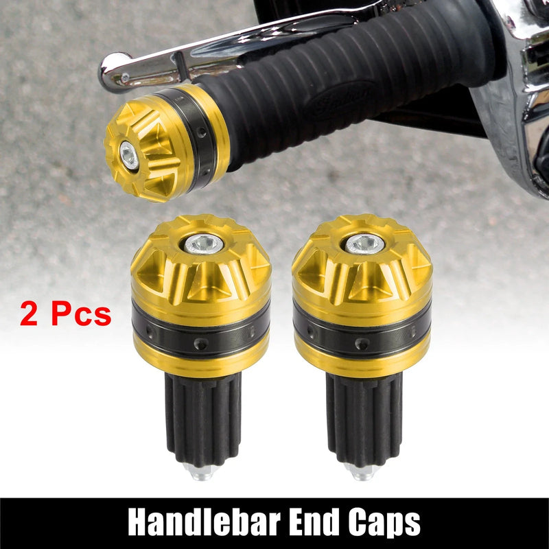 Motorcycle Pair 18mm Handlebar End Caps Plug Bar End Aluminum Alloy Gold