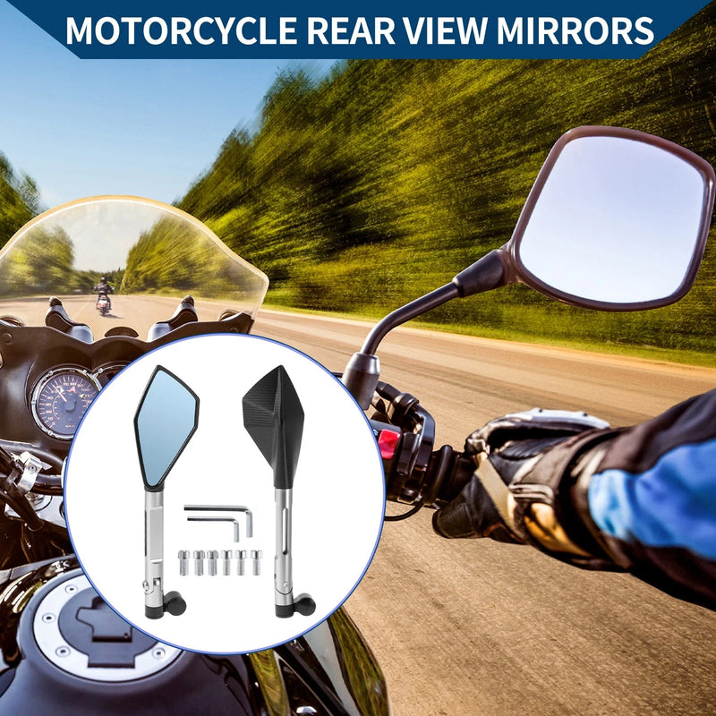 M8/M10 / 1 Set / Rear View Mirrors Prismatic Shape Black Silver Tone