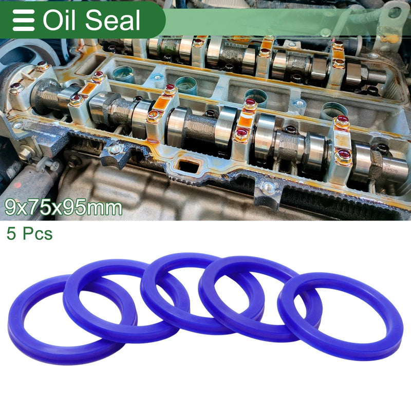 Oil Seal Rotary Shaft Seal TPU 75x95x9mm Blue 5 pcs