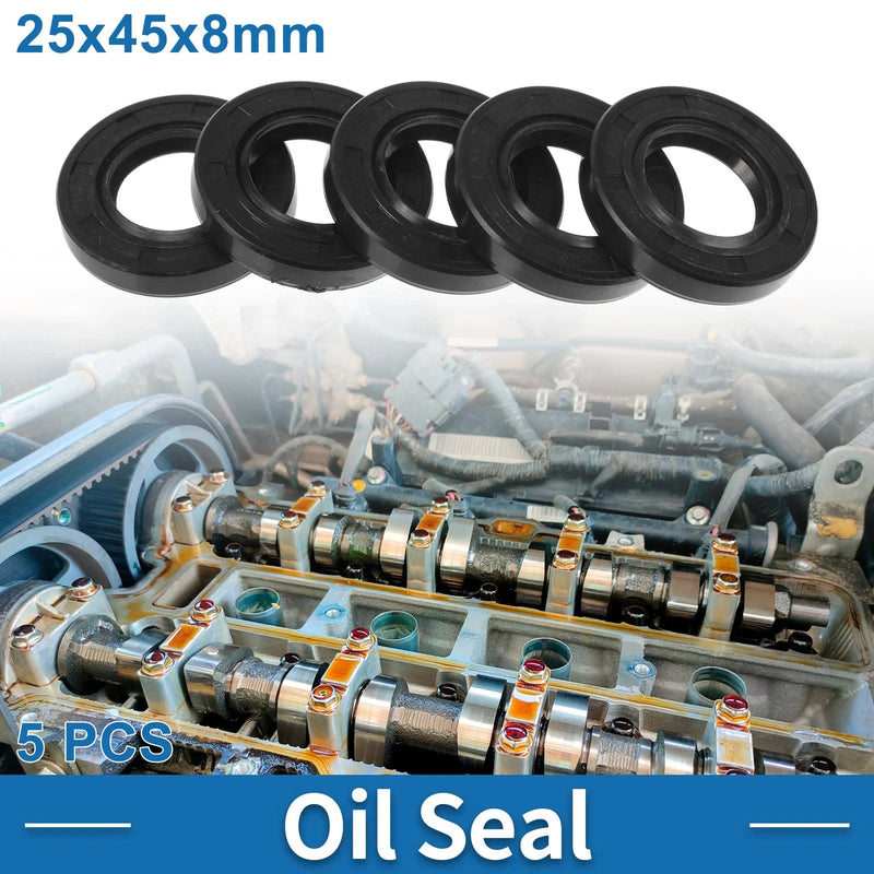 Oil Seal 25x45x8mm Rotary Shaft Seal Nitrile Rubber Black 5 Pcs