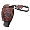 Benz A B C E G R Class CLS GL Brown PU Leather Key Fob Cover