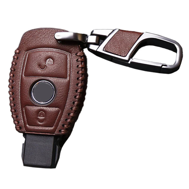 Benz A B C E G R Class CLS GL Brown PU Leather Key Fob Cover