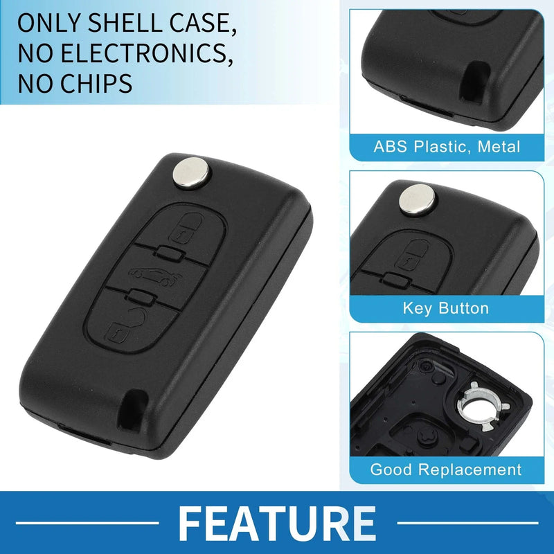 Peugeot 207 3 x Keyless Entry Remote Key Fob Shell Case (2006-2014)