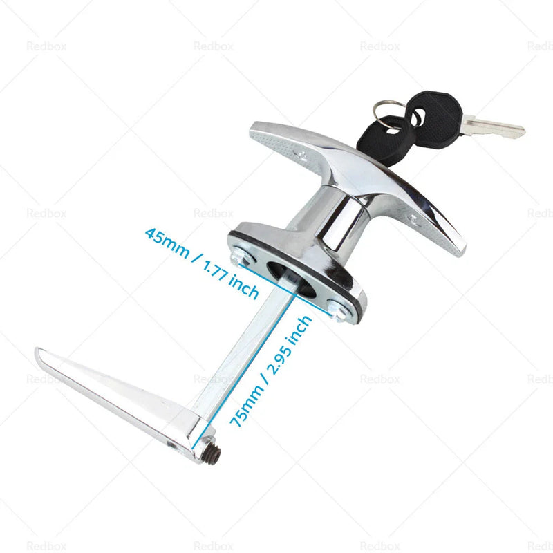 Trailer Caravan Toolbox Chrome Rear Fixing T Handle Lock w/ Key