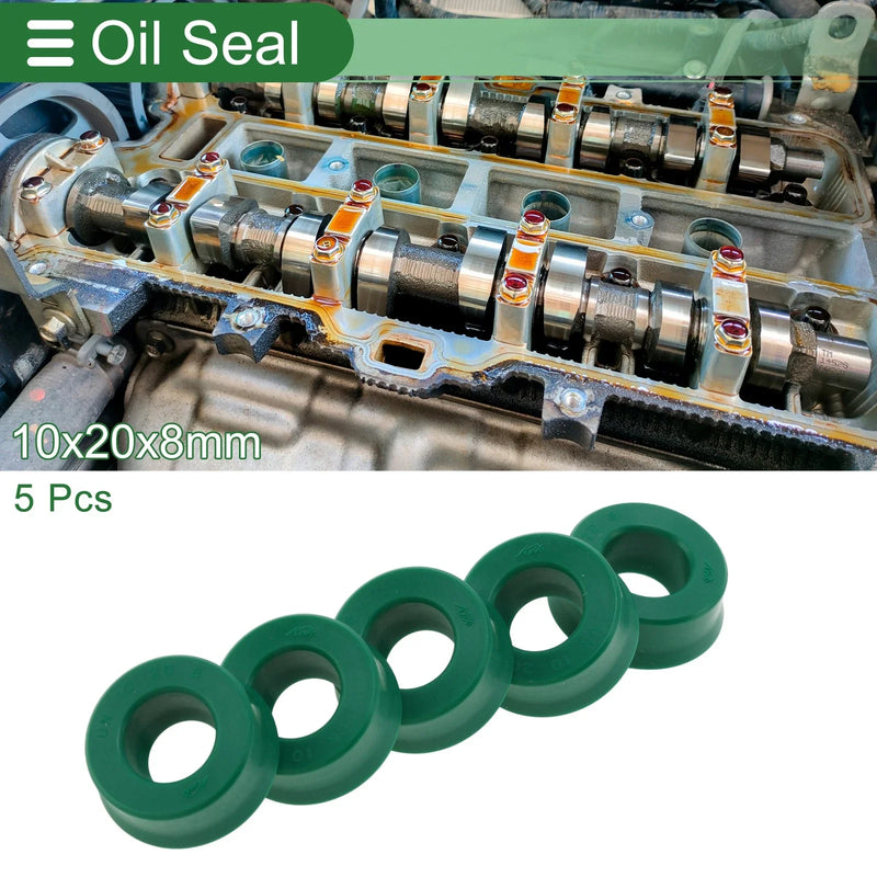 Oil Seal 10x20x8mm TPU High Pressure Green 5 Pcs