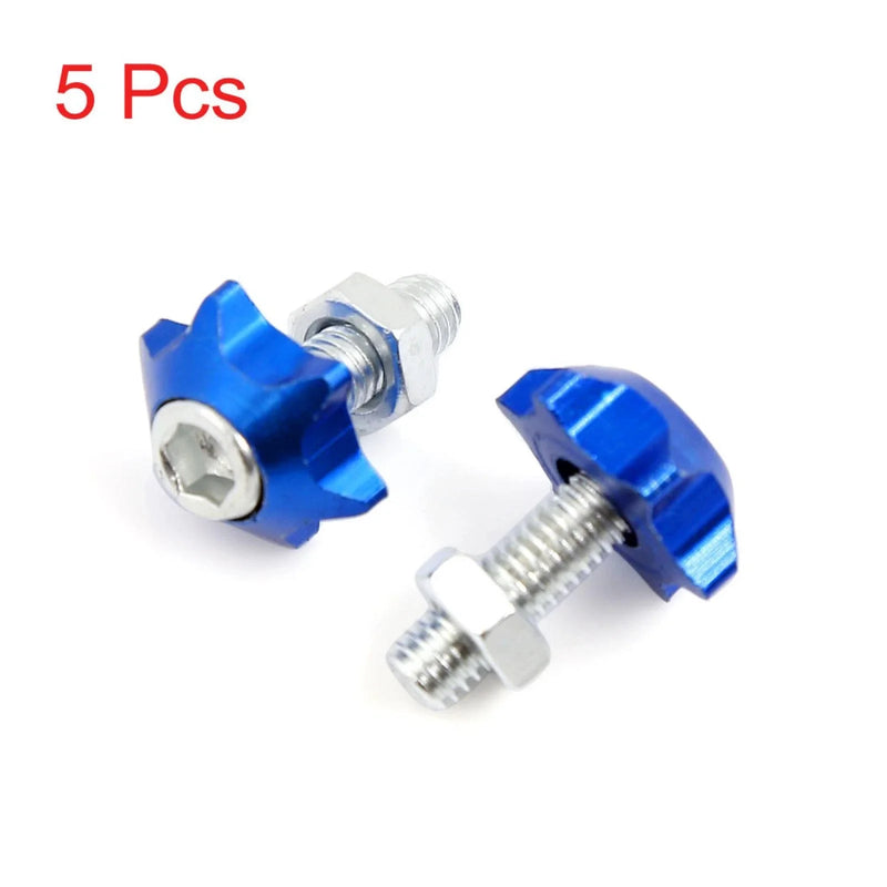 Motorcycle Car 5 Pcs 6mm Dia Blue Star Cap License Plate Frame Bolt Screw
