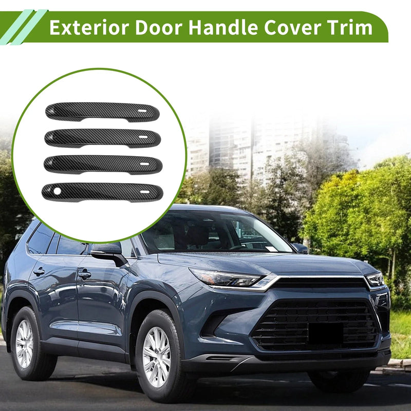 Toyota Grand Highlander Exterior Door Handle Cover Trim Carbon Fiber Black