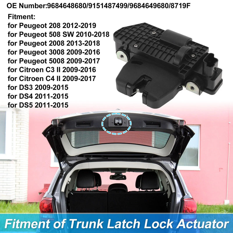 Peugeot 208 Rear Trunk Latch Lock Actuator (2012-2019)