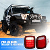 Jeep Wrangler Red LED Bar Tail Lights  Square Brake Turn Signal