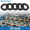 Oil Seal 25x41x7mm Nitrile Rubber Rotary Shaft Seal Black 5 Pcs