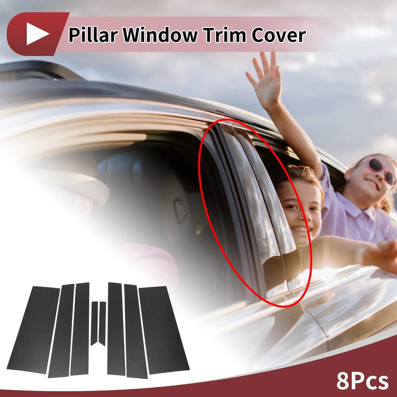 Chrysler Pacifica Carbon Fiber 8 x Door Pillar Window Trim (2017-2023)