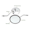 Honda Suzuki Kawasaki Chrome Round Motorcycle Rearview Mirrors M10