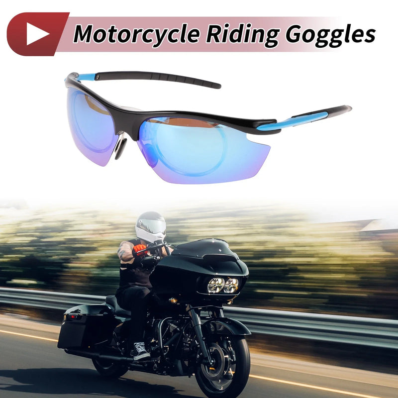 Make Model 1 Pc Motorcycle Riding Goggles Blue Lens Black Blue Frame Tri-acetel Cellulose