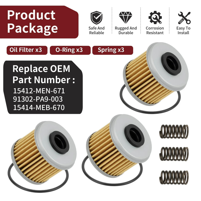Honda TRX450R TRX450ER Sportrax 450 3x Oil Filter & Spring Kit (2009–2014)