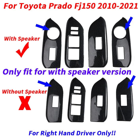Toyota Prado Fj150 RHD Carbon Fiber Door Window Switch Panel Cover (2010–2021)