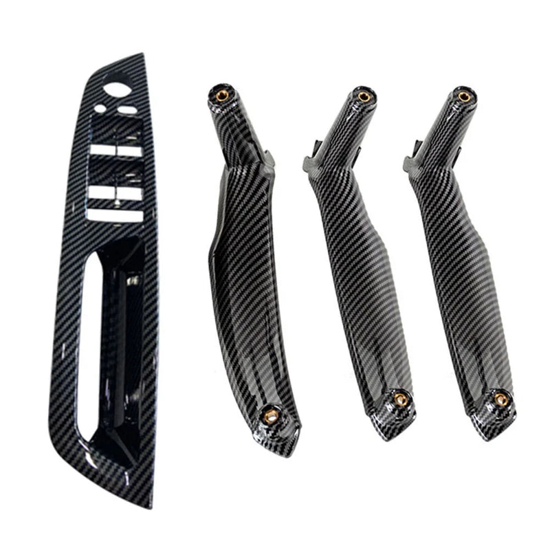 BMW X5 X6 4x Carbon Fiber Inner Door Pull Handle Trim Covers (2007-2013)