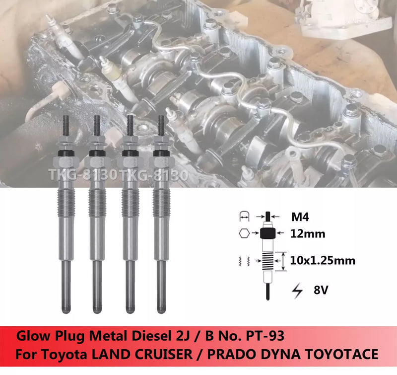 Toyota Land Cruiser Prado 4 x Glow Plugs (1985-2023)