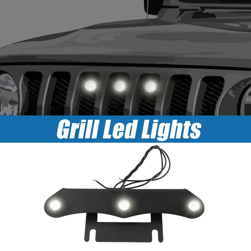 Jeep Gladiator JT (2020-2023) Black White LED Front Grille Lights Set