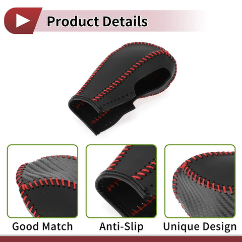 Chevrolet Aveo Carbon Fiber Gear Shift Knob Cover Red Faux Leather