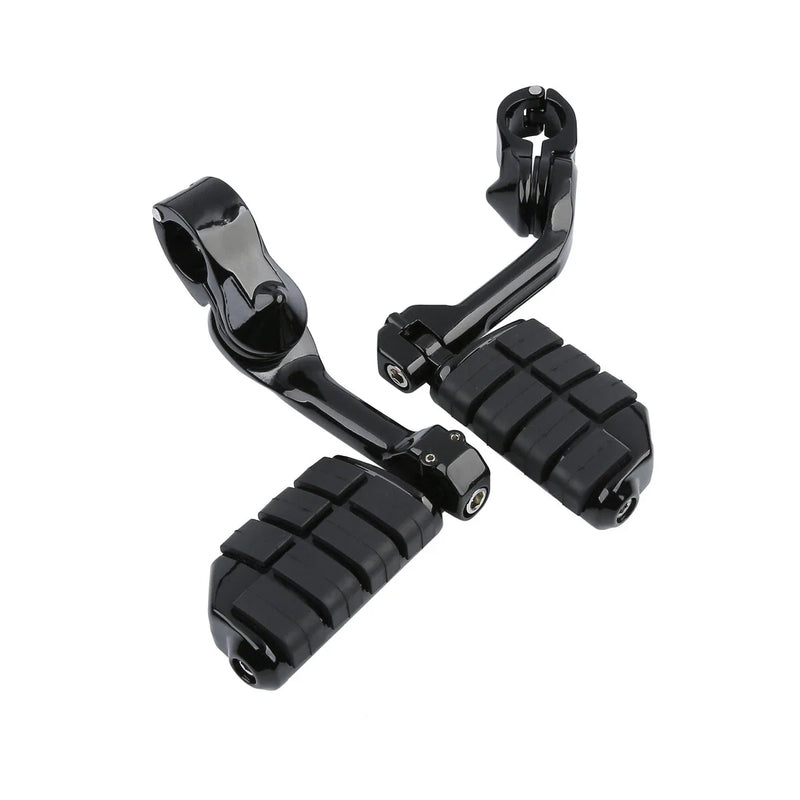 Harley Touring 1-1/4" Engine Guards Long Angled Foot Pegs Rest Mount
