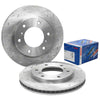 Challenger Front Slotted Dimpled Disc Brake Rotors + Pads (2009-2015)