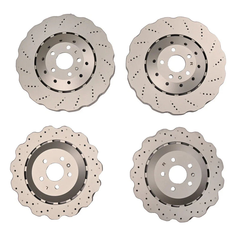 RS7 4 x Front & Rear Vented Drilled Dimpled Disc Brake Rotors (2014–2016)