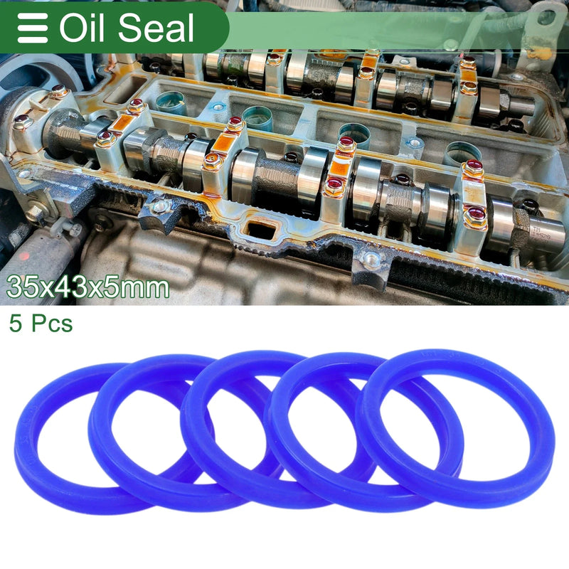 Make Model Oil Seal 35x43x5mm 5 Pcs TPU Blue Seal Ring Rotary Shaft