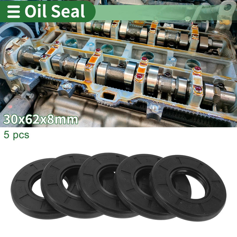 Oil Seal 30x62x8mm Black 5 Pcs Lip Seal Ring Rotary Shaft Seal NBR Rubber