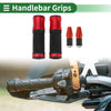 Motorcycle Hand Grips Cover Kit Handlebar Cover Aluminum Alloy Red Rubber