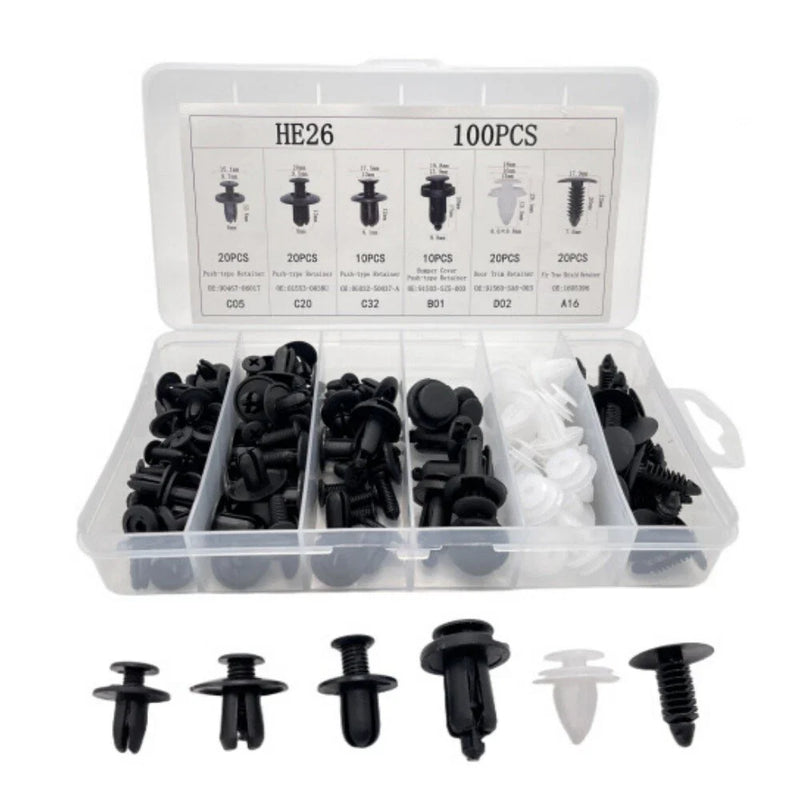 Bumper Door Trim Panel Fasteners - Mixed Size 100x Push Retainer Pins