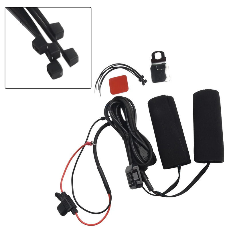 Motorcycle 12V 3-Gear Heated Hand Grips Waterproof Handlebar Heater Warmer