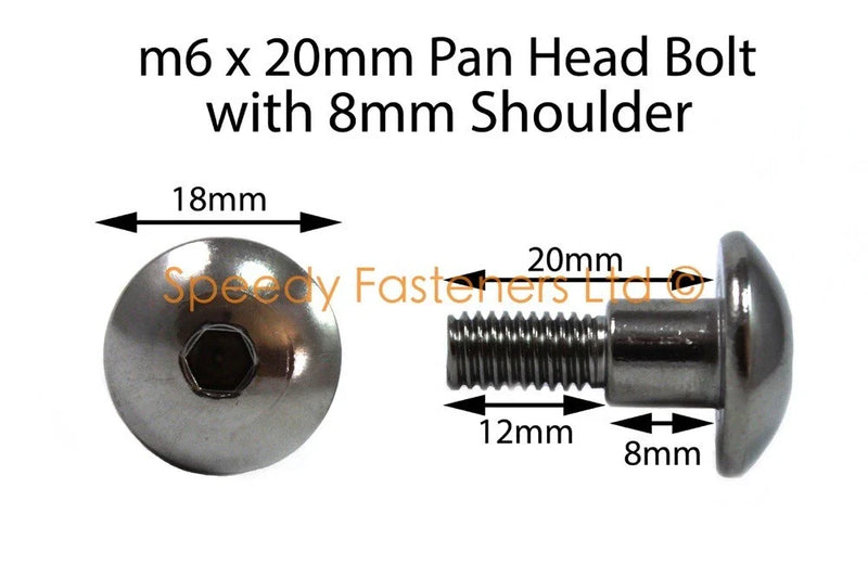 Suzuki GSX-R 10x Fairing Bolts Stainless m6 x 20mm + 8mm Shoulder