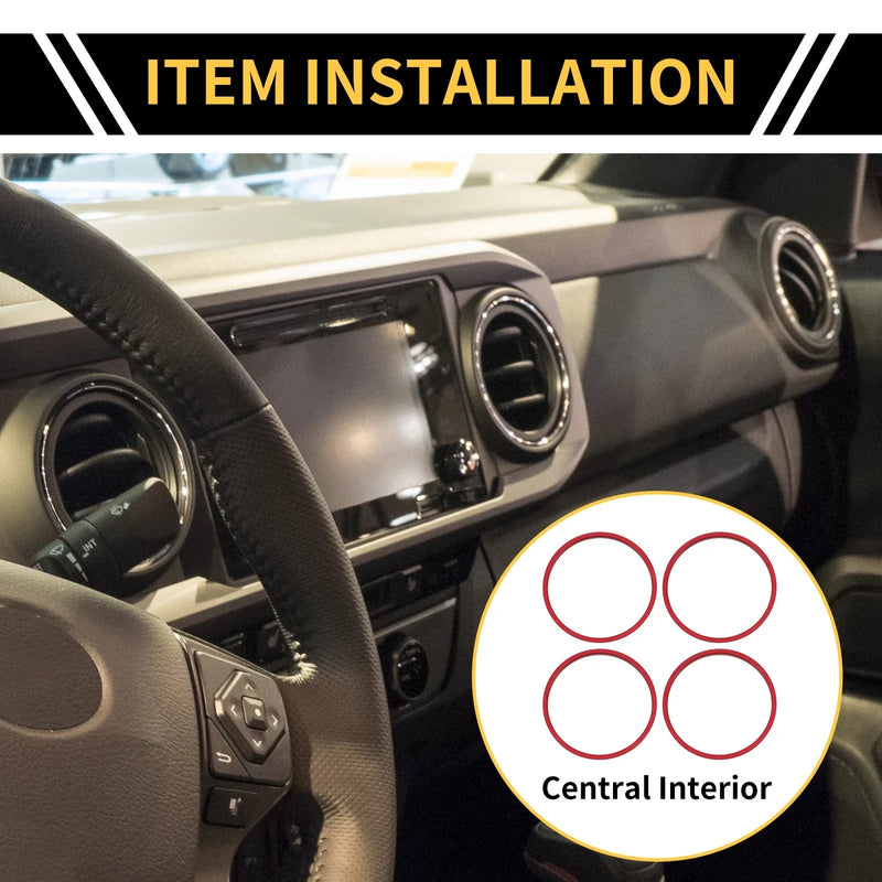 Toyota Tacoma AC Vent Dashboard Decoration Rings Red (2016–2023)