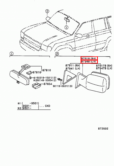 Toyota LandCruiser 80 Series FJ LH RH Outer Rear View