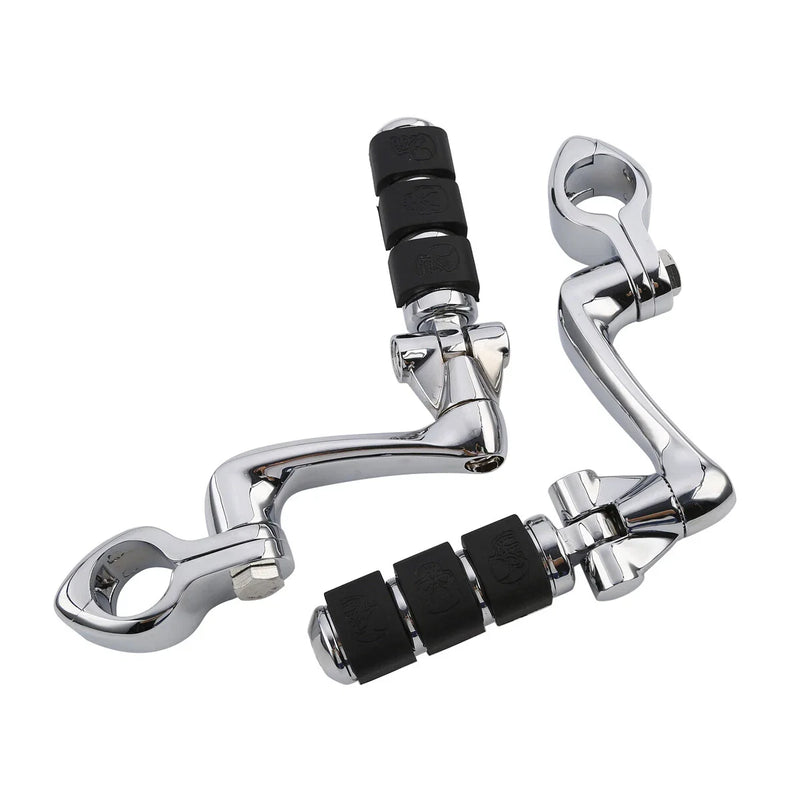 Harley Honda Suzuki Engine Guard Foot Pegs Mounts 1 1/4 Chrome