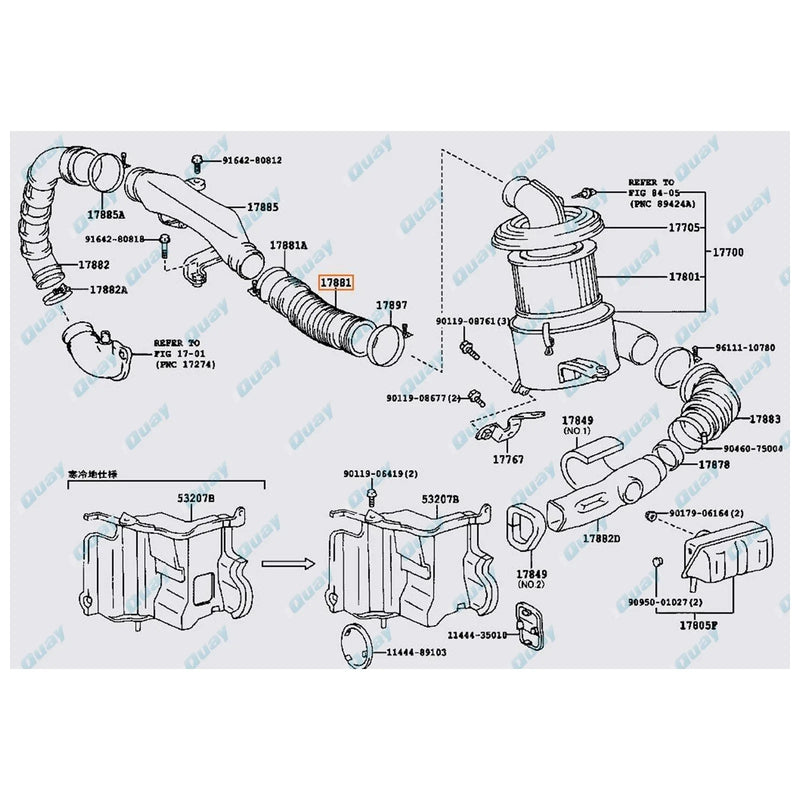 Toyota Hilux 4Runner Surf KZN130 Air Cleaner Rubber Intake Hose (1997-2005)