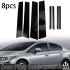 Honda Civic Sedan 8 x Black Window Pillar Post Molding Covers (2012-2015)