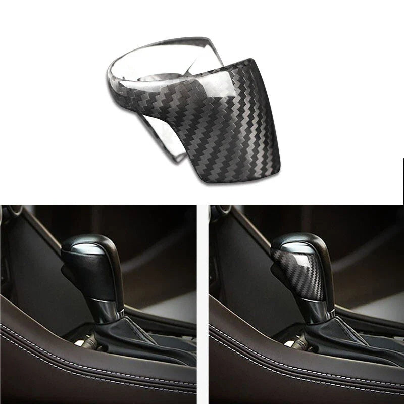 Mazda 3 6 CX-4 CX-5 Carbon Fiber Back Gear Shift Knob Cover Trim Fit