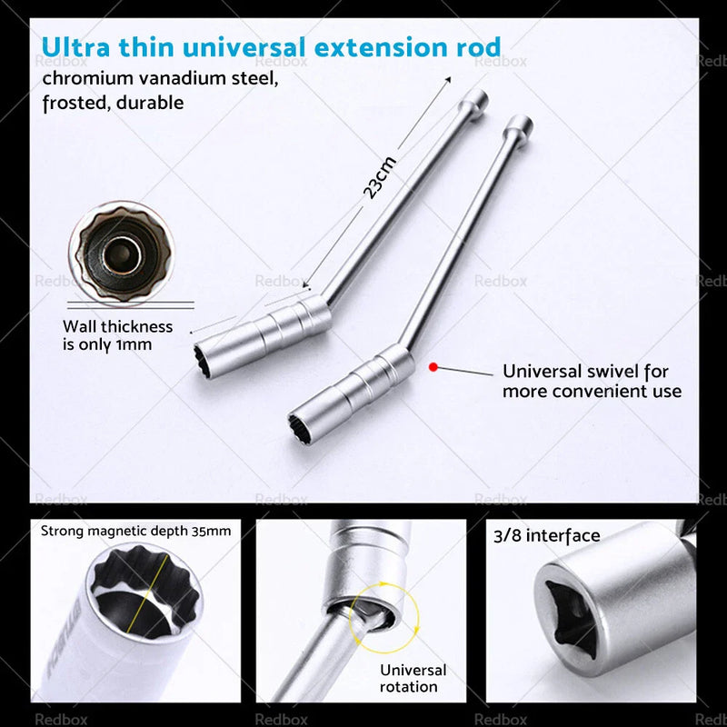 Car Removal Tools 14/16 MM Thin Wall Magnetic Swivel Spark Plug Socket